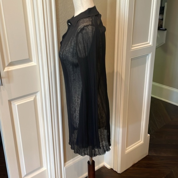 Zara Semi Sheer Rib Knit Longline Polo Black M - Picture 6 of 10